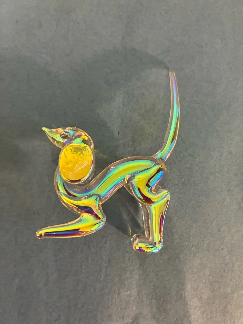 Iridescent Yellow Glass Gecko Reptile Ornament